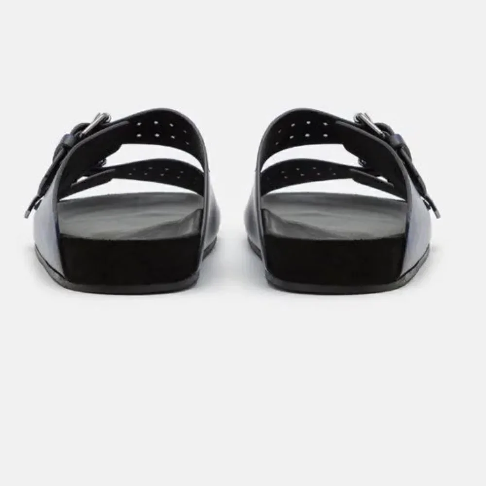THE KOOPLES BLUE LEATHER LEOPARD-PRINT SANDALS NIB size 41